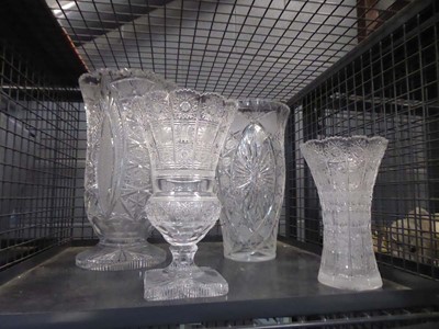 Lot 5518 - Cage containing 4 cut glass vases