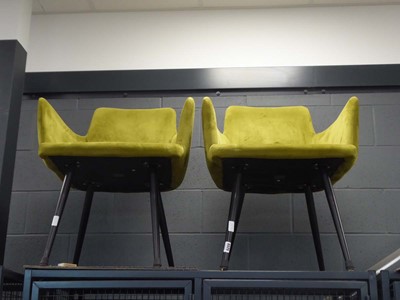 Lot 5525 - Pair of olive green fabric armchairs