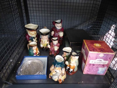 Lot 5534 - Cage containing Toby jugs, silver plate and...