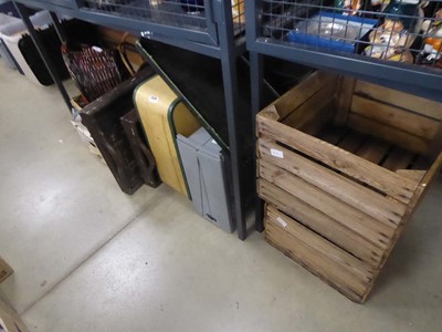 Lot 5535 - Under bay of wooden crates, vintage travelling...
