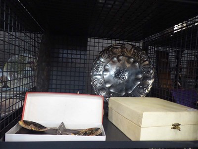 Lot 5537 - Cage containing salad server, salt and pepper...