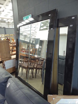 Lot 5363 - Rectangular bevelled mirror in black painted...