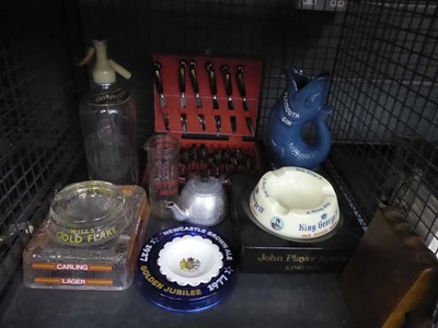 Lot 5547 - Cage containing cake knives and forks, soda...