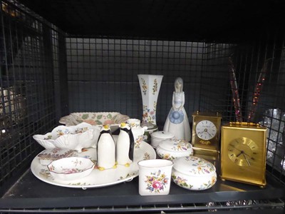 Lot 5556 - Cage containing quartz mantle clocks, penguin...