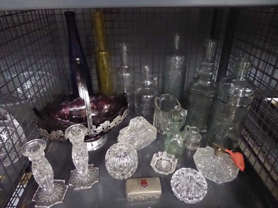 Lot 5559 - Cage containing glass bottles, scent bottle,...