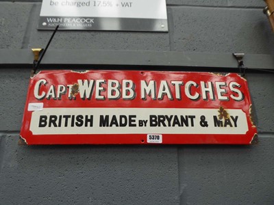 Lot 5370 - Enamelled Captain Webb match sign