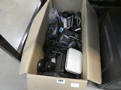 Lot 2477 - Box of various phones and routers