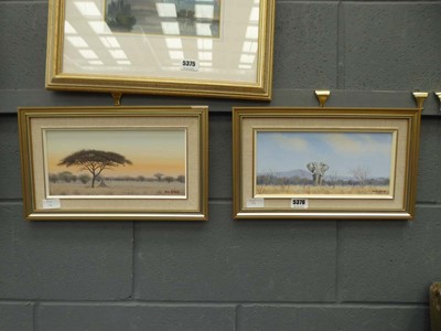 Lot 5376 - Pair of Wim Kosch oils on board, termite mound,...