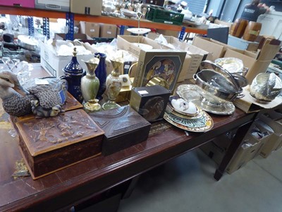 Lot 5491 - Quantity of trinket boxes, resin duck figure,...