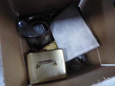 Lot 5493 - Quartz mantle clock, water jug, pewter kettle...