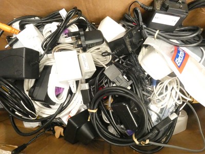 Lot 2457 - Large box containing quantity of cables, leads...