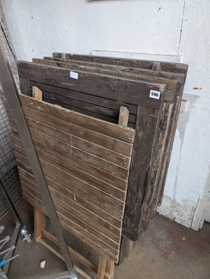 Lot 596 - 5 wooden outdoor folding tables