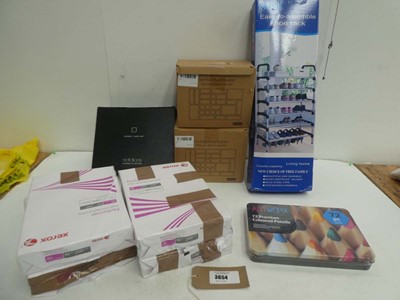 Lot 3654 - Shoe rack, drawer organizers, Fabric care kit,...