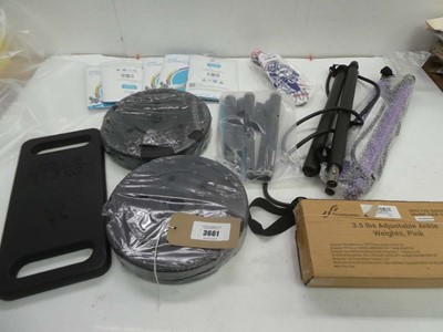 Lot 3661 - 11.3kg & 2 x 5kg weight plates, 3.5lg ankle...