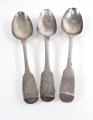 Lot 308 - A group of three Regency silver spoons, London...