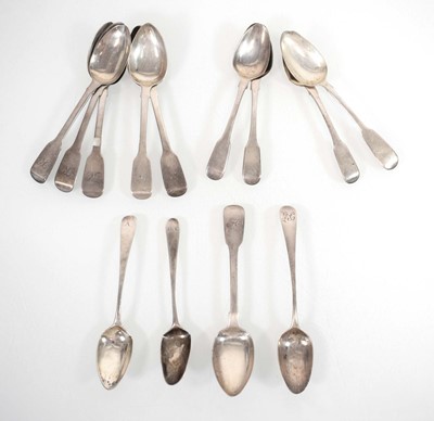 Lot 323 - A group of Georgian silver teaspoons including...