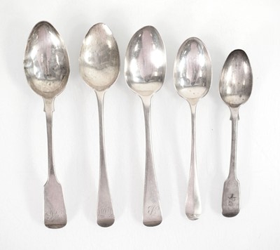 Lot 310 - A group of five various silver spoons...