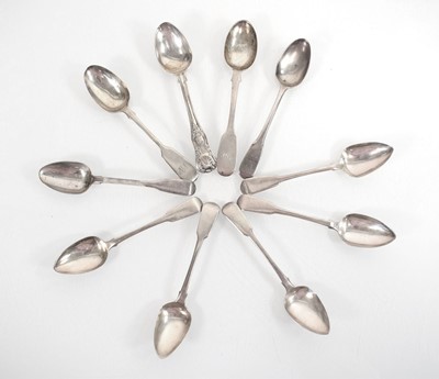 Lot 312 - A set of five Regency silver teaspoons, London...