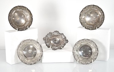 Lot 313 - A set of four Edwardian silver bon-bon dishes,...