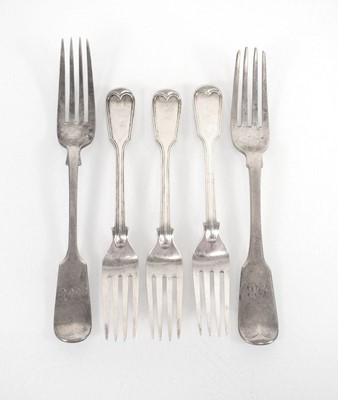 Lot 316 - A group of Georgian and Victorian silver forks...