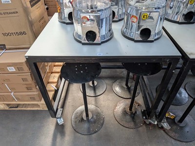 Lot 297 - Steel framed mobile table on heavy duty castors
