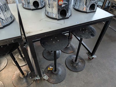 Lot 298 - Steel framed mobile table on heavy duty castors