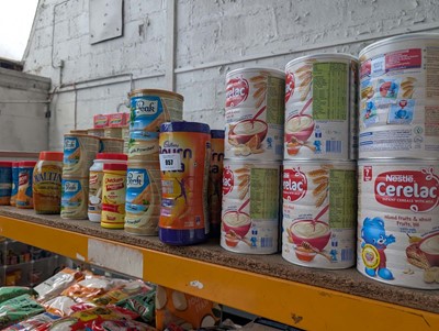 Lot 957 - 1 shelf of infant cereals, milk powders,...