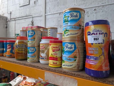 Lot 957 - 1 shelf of infant cereals, milk powders,...