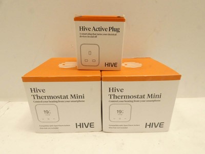 Lot 2643 - 2 Hive Thermostat Mini's and a Hive Active Plug