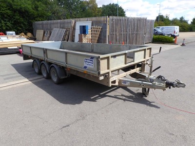 Lot 4258 - Tri Axle Ifor Williams flatbed trailer with...