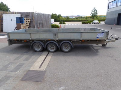 Lot 4258 - Tri Axle Ifor Williams flatbed trailer with...