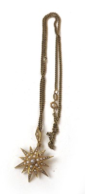 Lot 416 - A 19th century yellow metal and pearl star...