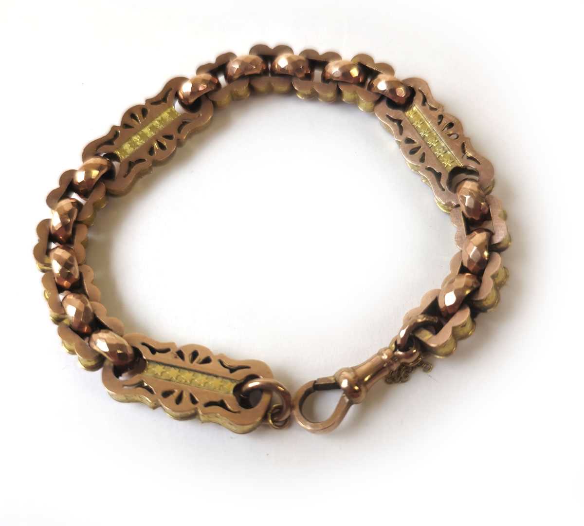 Lot 429 - A Victorian rose metal fancy link bracelet,...