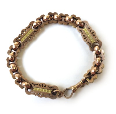 Lot 429 - A Victorian rose metal fancy link bracelet,...