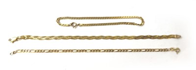 Lot 432 - A 9ct gold flat weave bracelet together with a...