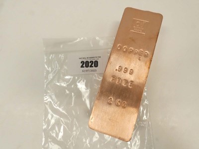 Lot 2020 - 2KG .999 Fine Copper Bar