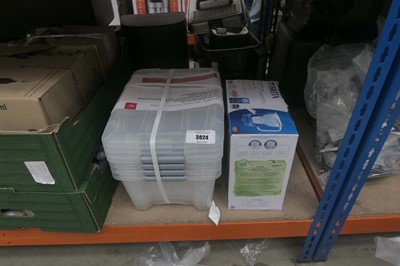Lot 3024 - Box of 15l storage boxes and Brita water...