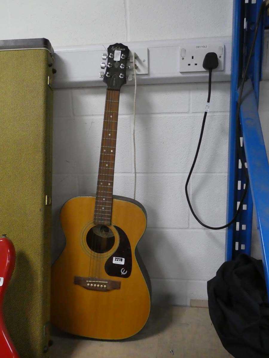 Lot 2278 - Epiphone 6 string acoustic guitar, one string...