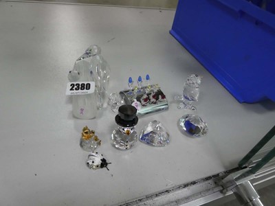 Lot 2380 - 9 pieces of Swarovski including a woodpecker,...
