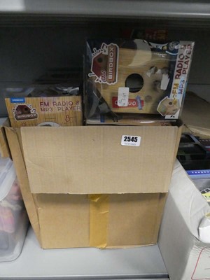 Lot 2545 - Box containing club birdbox FM radio MP3 players