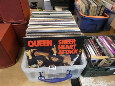 Lot 2623 - Box of various vinyl records inc. Queen,...
