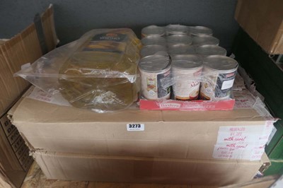 Lot 3273 - Various cans of soup, bottle of oil etc.