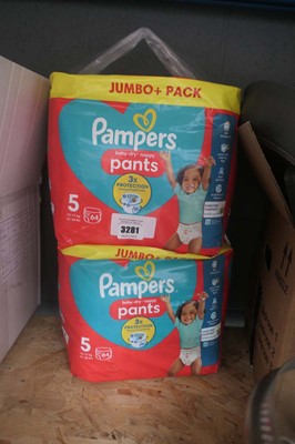 Lot 3281 - 2 bags of Pampers nappies