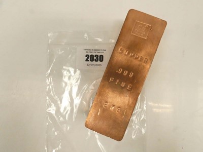 Lot 2030 - 2KG .999 Fine Copper Bar