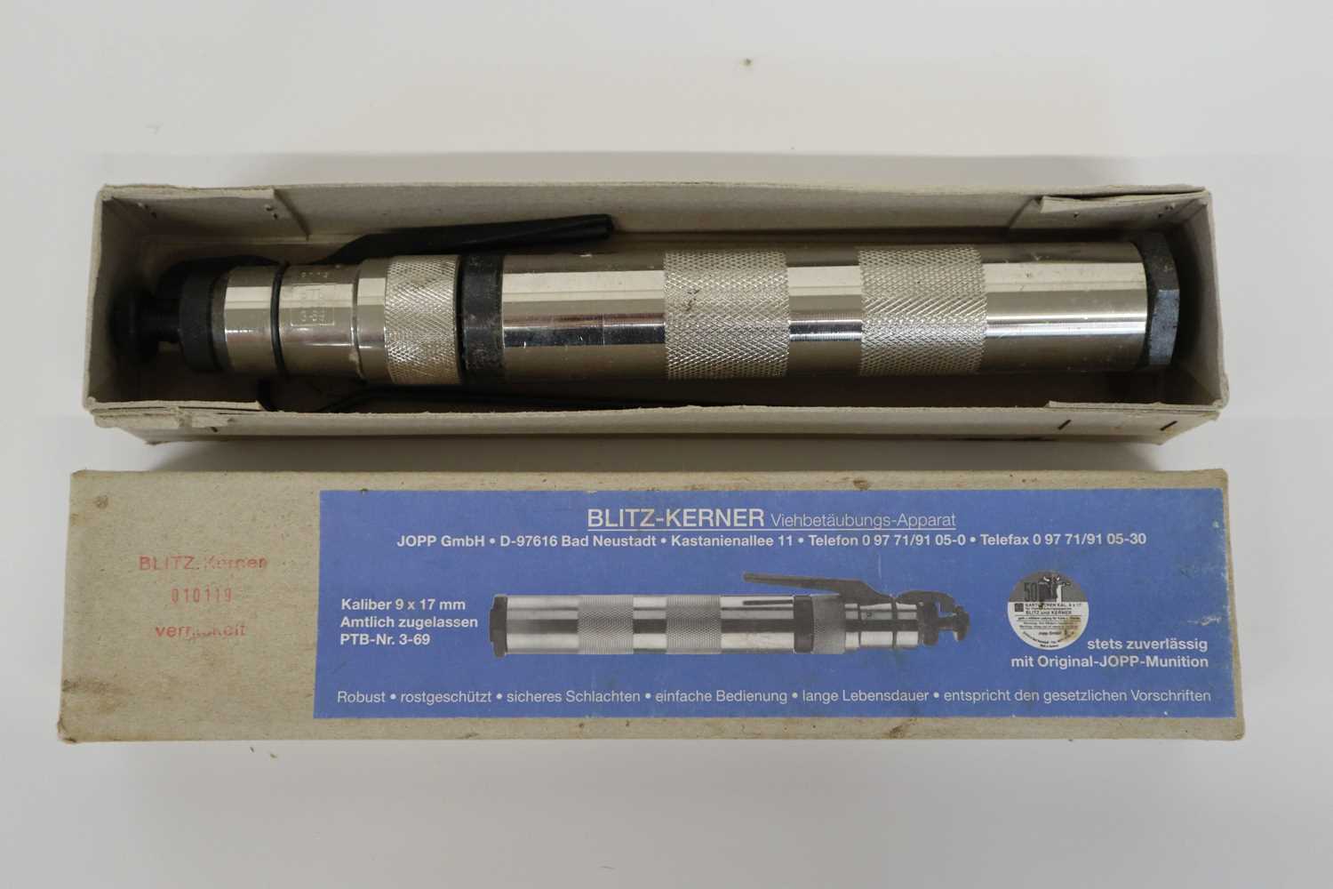 Lot 1991 - Blitz-Kerner 9 x 17mm captive bolt gun, PTB-Nr....