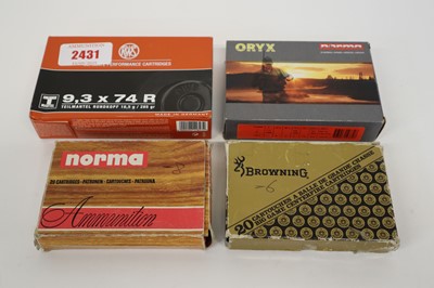 Lot 2431 - (S1) 20x 9,3x74R Norma ORYX 285gr, 11x 9,3x74R...