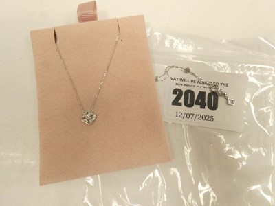 Lot 2040 - 0.03ct diamond necklace on 18k white gold