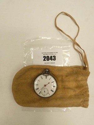 Lot 2043 - Sterling silver pocket watch with pouch