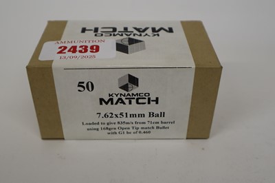 Lot 2439 - (S1) 50x 7.62x51mm Ball Kynamco Match 168gr...