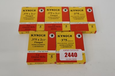 Lot 2440 - (S1) 25x .375 rimless 9.5mm Kynoch 270gr...